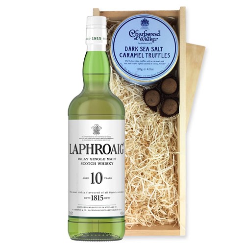 Laphroaig 10 Year Old Single Malt Whisky And Dark Sea Salt Charbonnel Chocolates Box